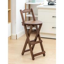Folding chair household simple foldable backrest chair dining chair space-saving high stool high stool solid wood bar chair