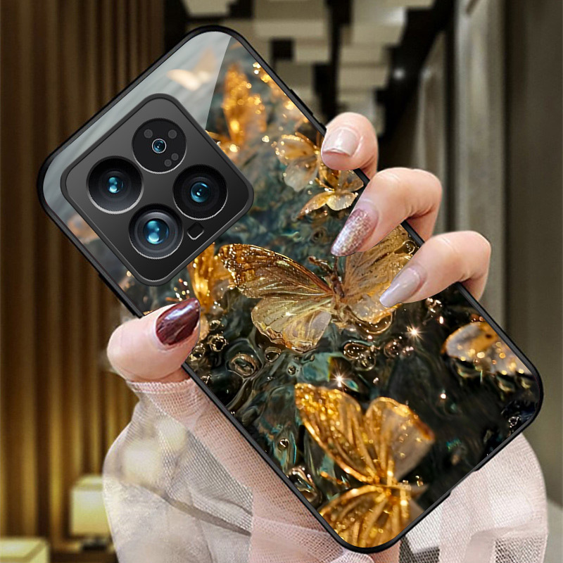 [Imported Liquid Glass] Butterfly-Themed Phone Case Suitable for Xiaomi 15S Pro, New Xiaomi 17 Ultra, Premium 14 Anti-Drop, 13 Full Coverage, 12 Redmi K90 Pro Max, Women's K80/70, Fashionable