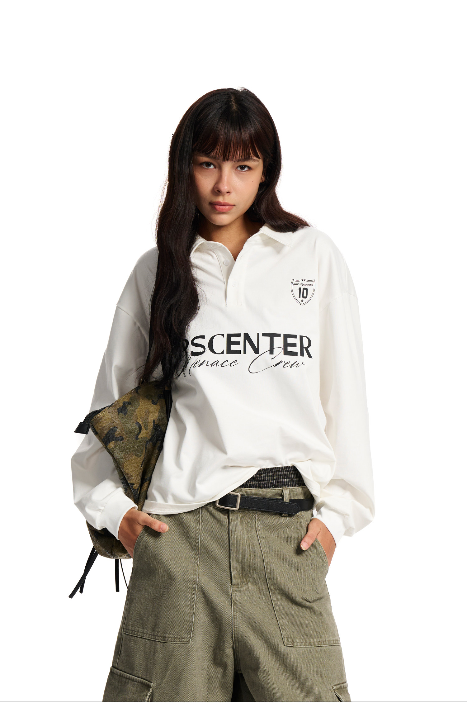 Loopsoon Racing Print Loose Polo Shirt