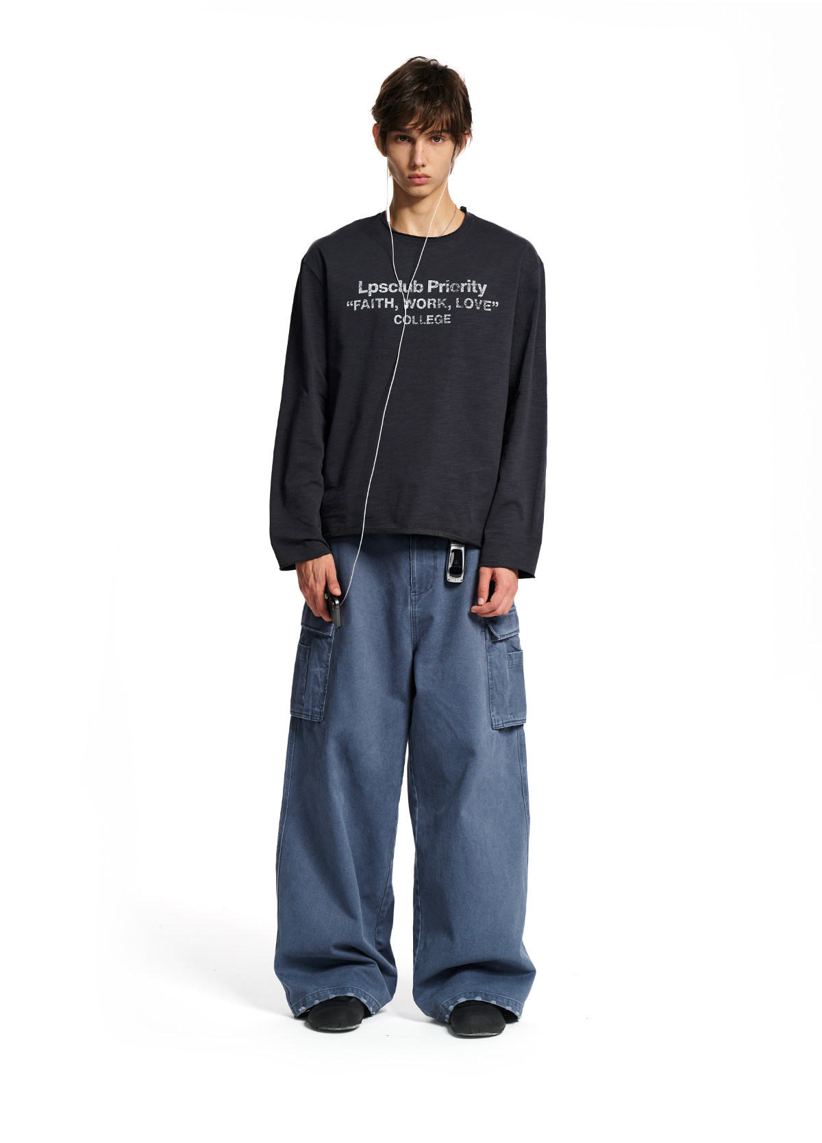 Loopsoon Washed Print Loose Long-Sleeve Tee