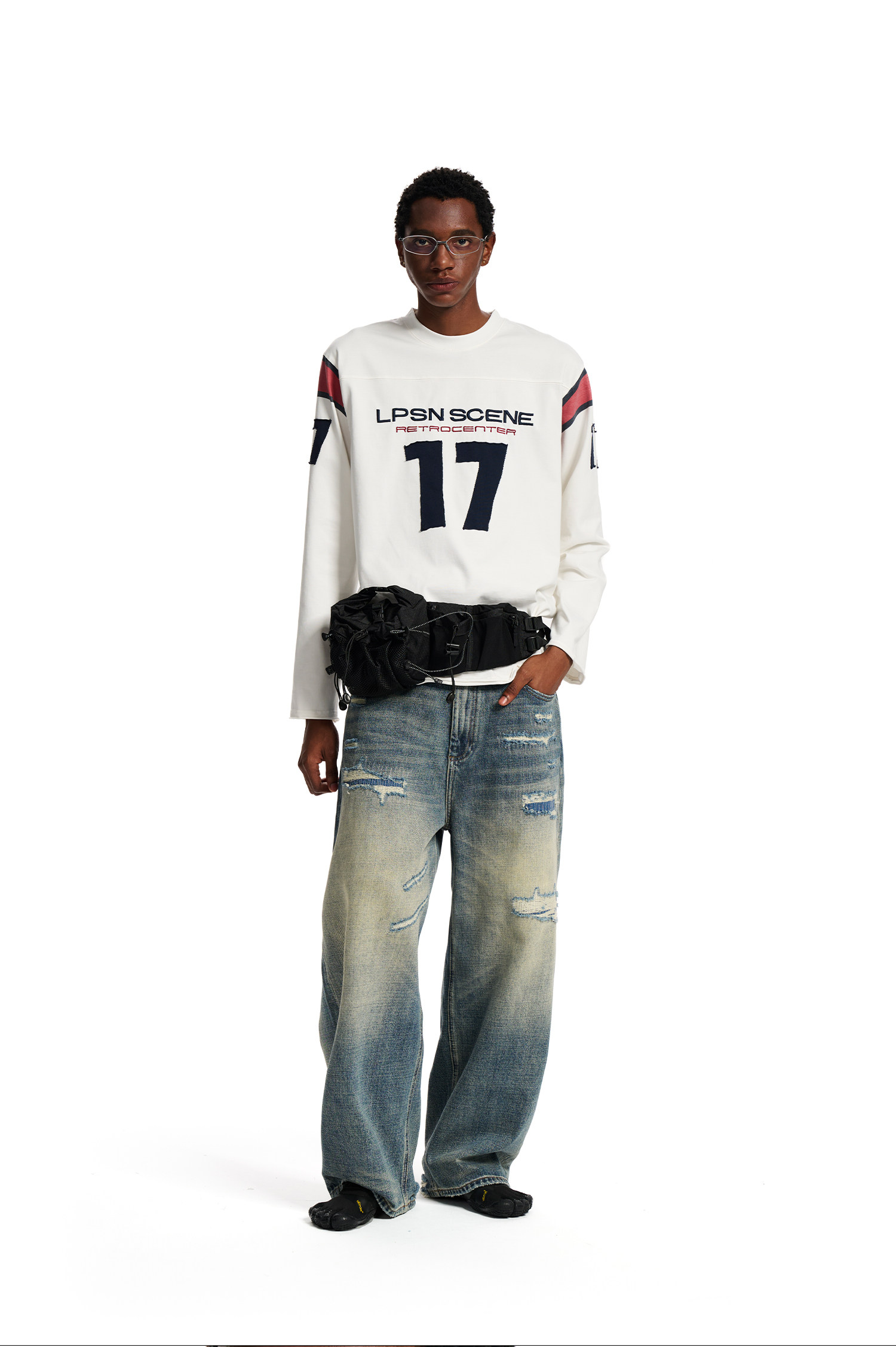 Loopsoon Number Print Drop-Shoulder Loose Tee