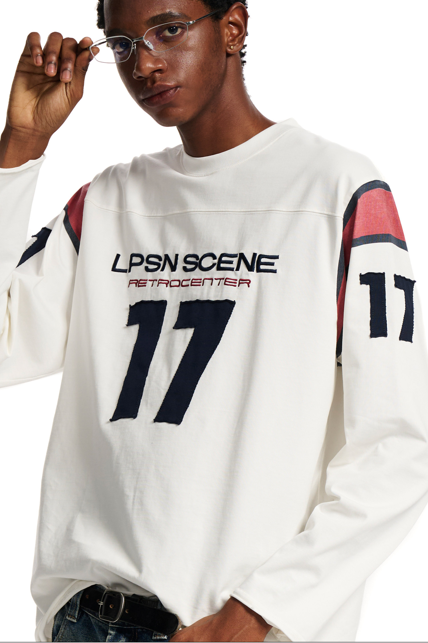 Loopsoon Number Print Drop-Shoulder Loose Tee