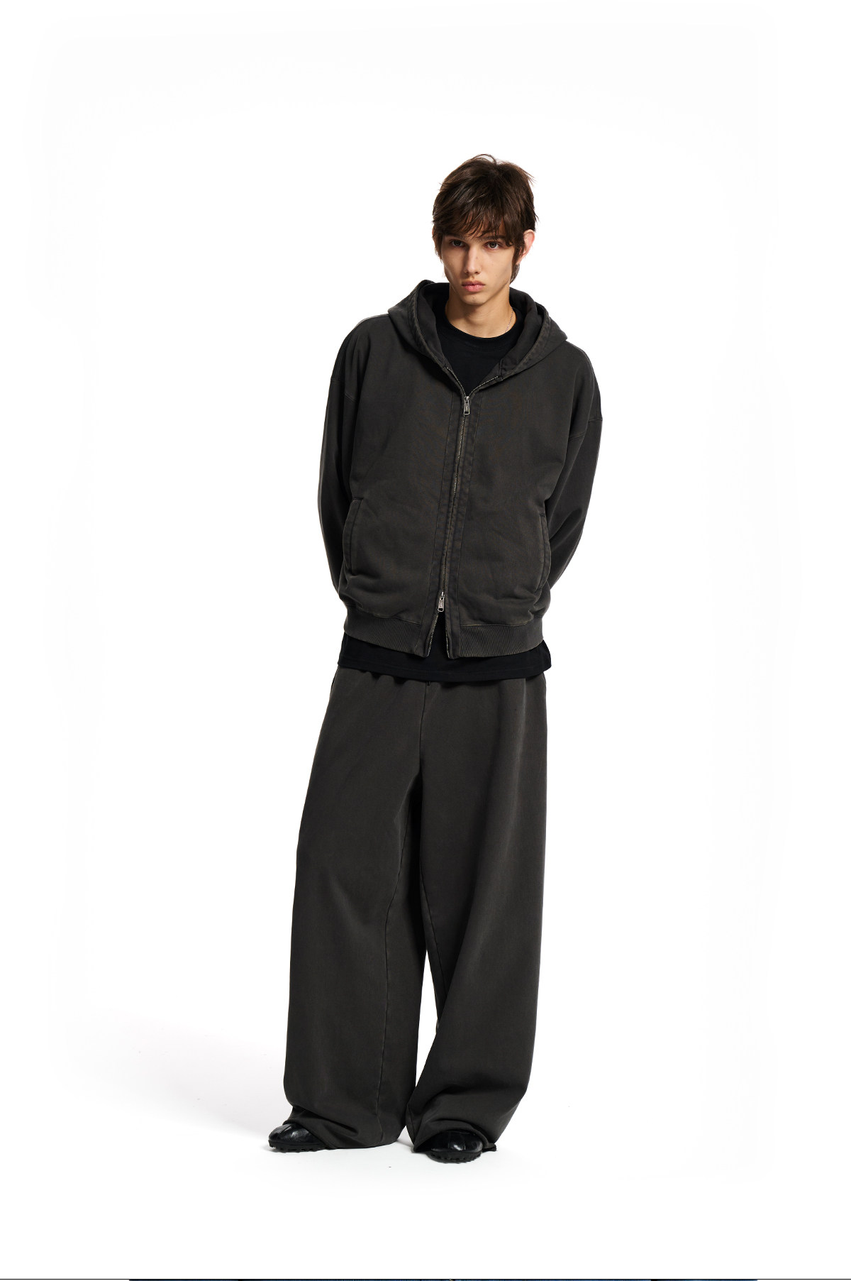 Loopsoon Washed Drawstring Wide-Leg Sweatpants