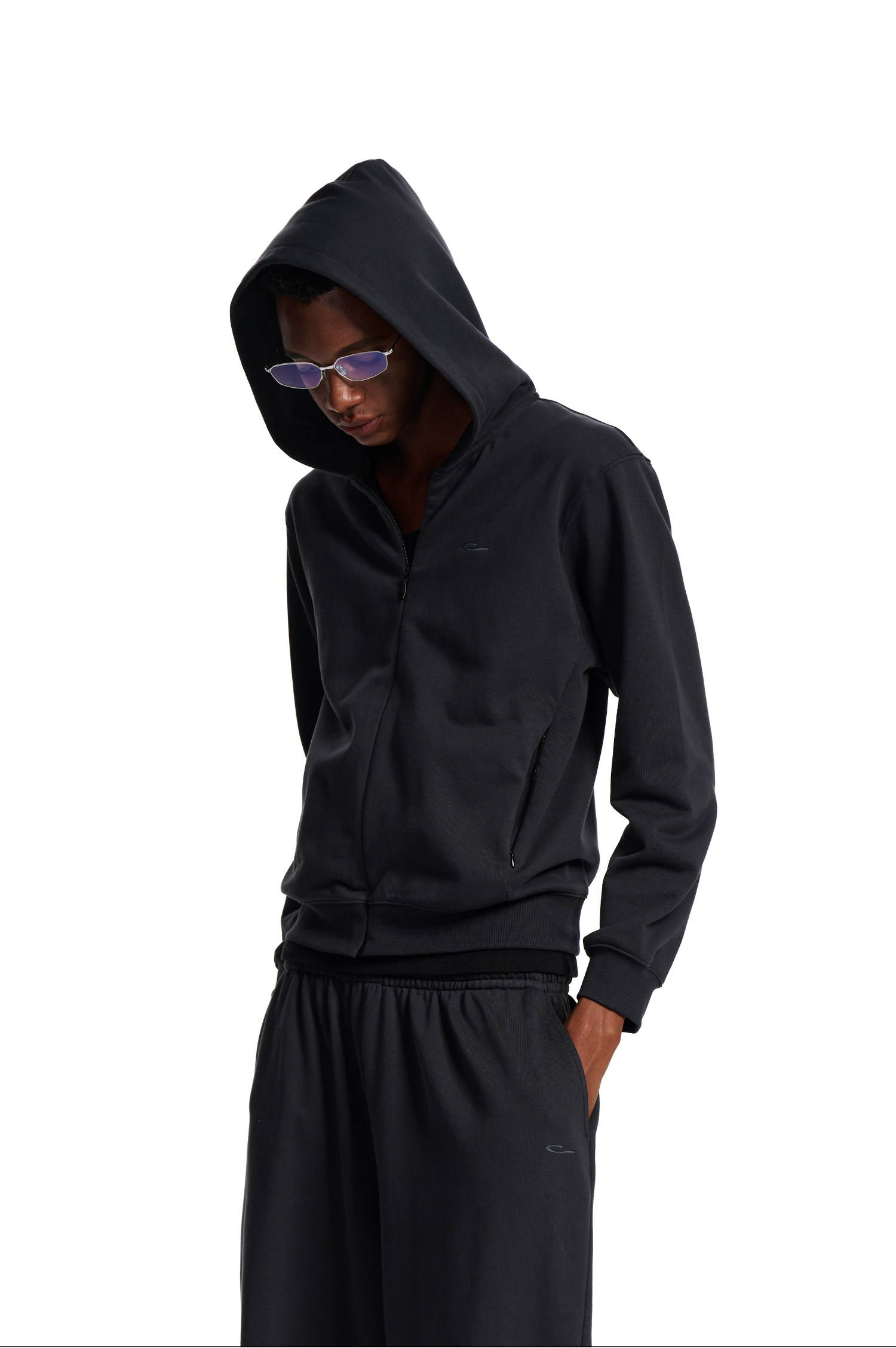 Loopsoon Embroidered Zip-Up Hoodie