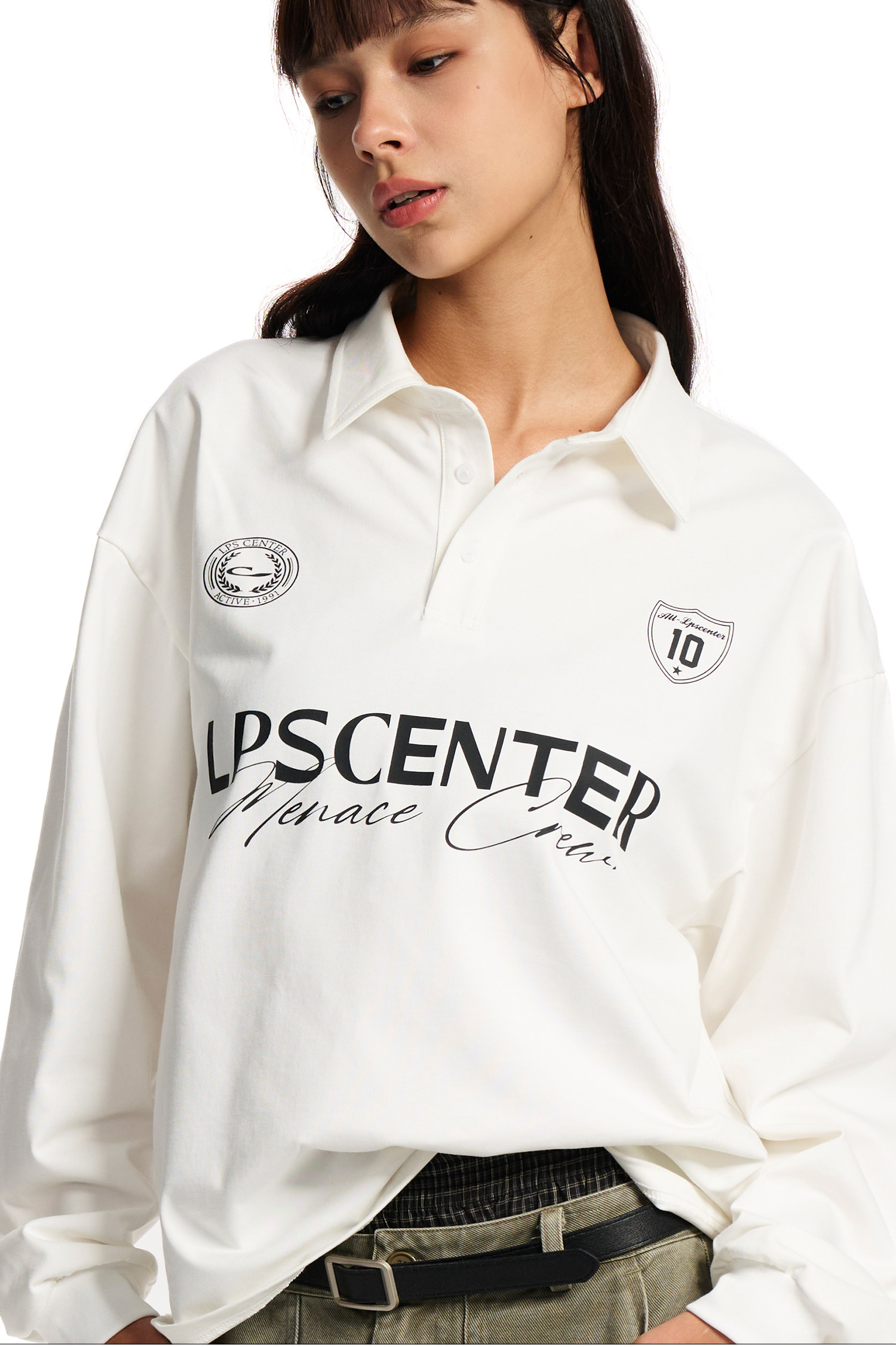 Loopsoon Racing Print Loose Polo Shirt