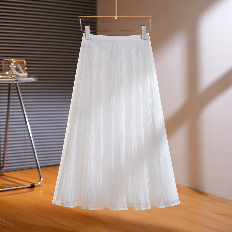 Light Luxury and High-End Feel Skirt for Women, Summer 2026 New Style, Super Pretty and Elegant, White Mid-Length Flared Umbrella Skirt Light Luxury and High-End Feel Skirt for Women, Summer 2026 New Style, Super Pretty and Elegant, White Mid-Length Flared Umbrella Skirt