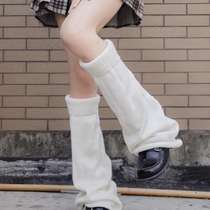 Set of white Japanese % mid-tube calf protection womens autumn and winter knitted jky2k lolita bubble socks leg set