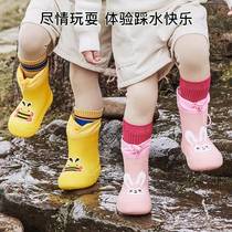 New Rain Shoes Boy Elementary School Students Wear and thickened New Baby Kindergarten Girls waterproof and anti-slip thick bottom rain boots