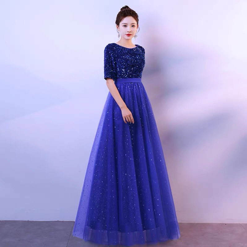  S+Blue nail sequins, starry sky, round collar  