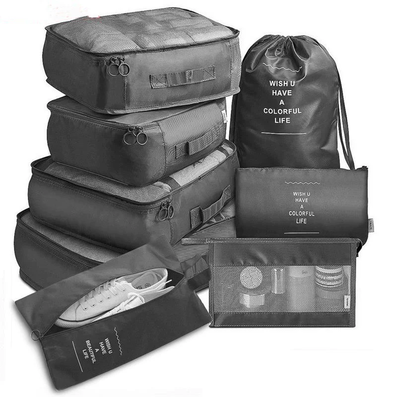 8PCS SET Travel Organizer Storage Bags Suitcase Packing Set