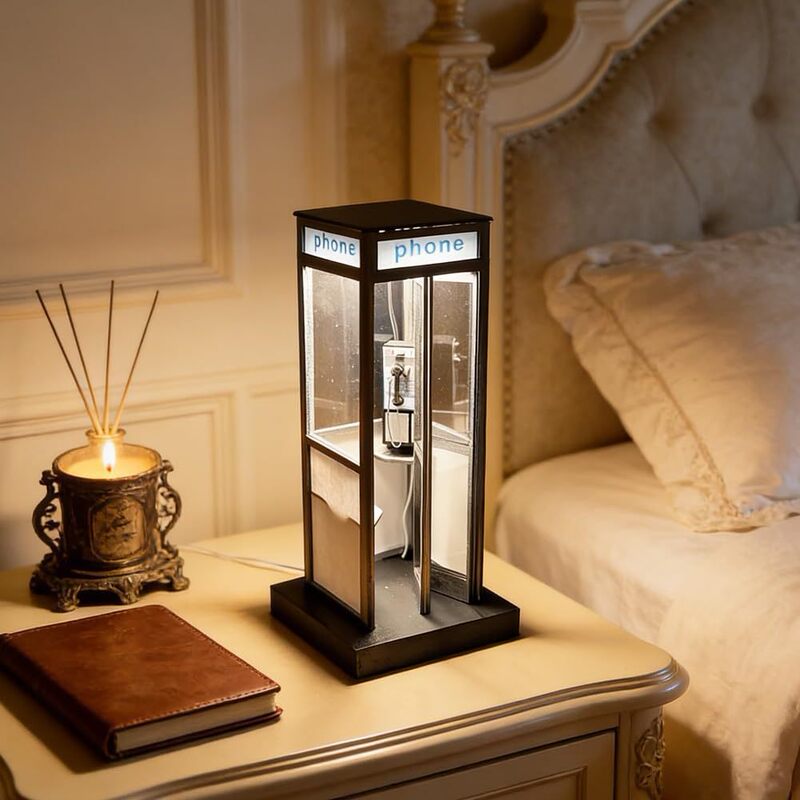 Amazon Retro Vintage Tall Phonebooth Lamp Telephone Booth Table Lamp Decorative Night Light