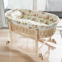 Rattan baby cradle coaxing baby car baby sleeping basket hanging basket newborn portable mobile bed solid wood stroller rocking chair