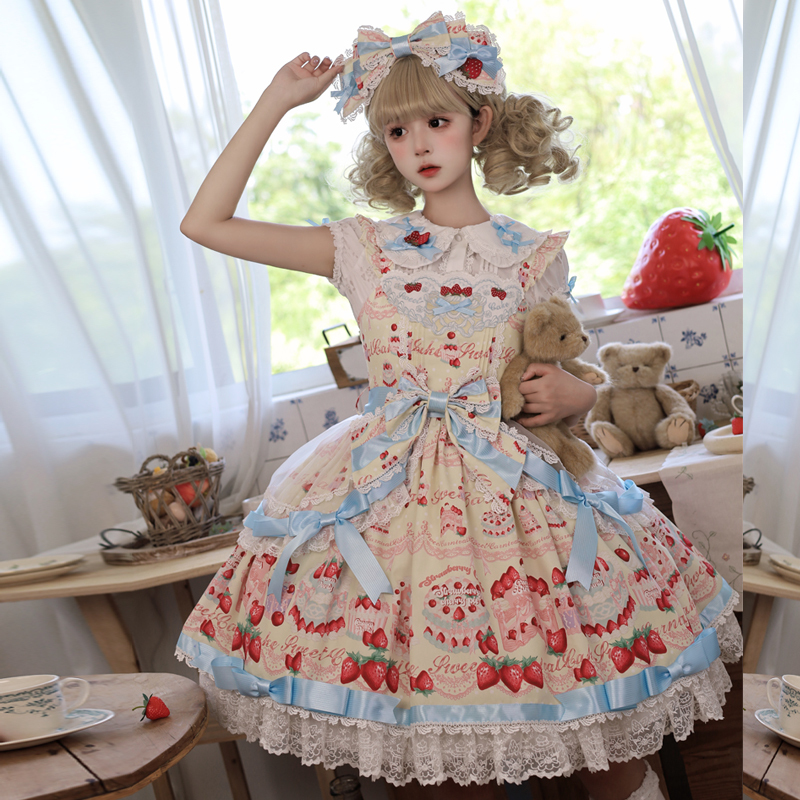 Twin Bears Original New Lolita Strawberry Dessert Maker Sweet Jsk Suspender Dress Twin Bears Original New Lolita Strawberry Dessert Maker Sweet Jsk Suspender Dress