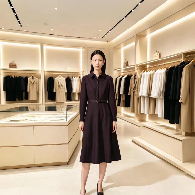Langjia Mall's Same Style 2026 Autumn New Shirt Collar A-Line Slim Fit Dress Langjia Mall's Same Style 2026 Autumn New Shirt Collar A-Line Slim Fit Dress