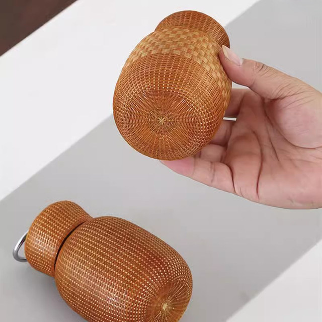 Handmade Bamboo-Woven High-End Stainless Steel Portable Travel Cup for Women, Thermos Cup, Water Cup, Small Tea Cup, Vintage Style