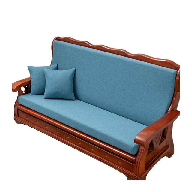 Old-fashioned solid wood sofa cushion solid color waterproof anti-slip removable and washable three-person mahogany sofa spring and autumn chair with backrest