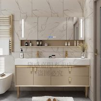 Jieerjia Jieerjia double basin bathroom cabinet washbasin light luxury light luxury slate bathroom cabinet simple 0 generation double basin