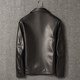 2024 Haining Spring and Autumn New Leather Jacket Men's Short Stand Lapel Jacket Leather Jacket Casual Jacket