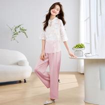 Suit 2024 summer new womens new Chinese button jacket halter top trousers three-piece set SX2935-2