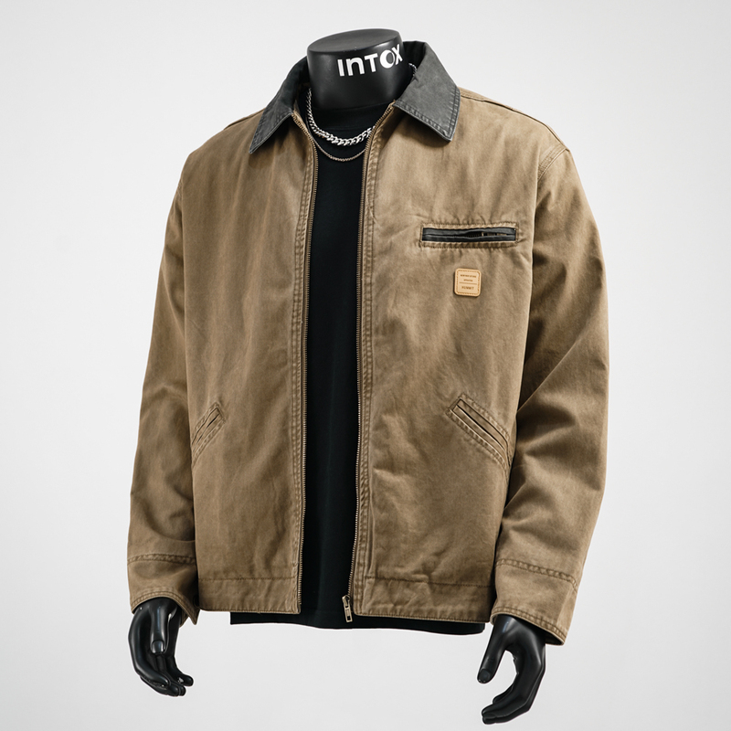 Intox/Heavy Weightweight High-Quality Retro Men's American Handsome Jacket Workwear Lapel Detroit Replacement Jacket