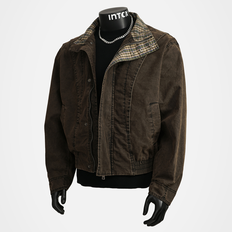 Intox丨 Stand-Up Collar Workwear Style Short Jacket Outdoor Retro Loose Street Style Trendy Brand Original Jacket for Men