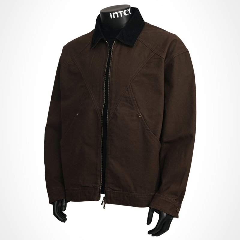 Intox丨Autumn Dark Brown Retro Color-Blocked Lapel Jacket Men's Workwear Style Loose Versatile Detroit Coat
