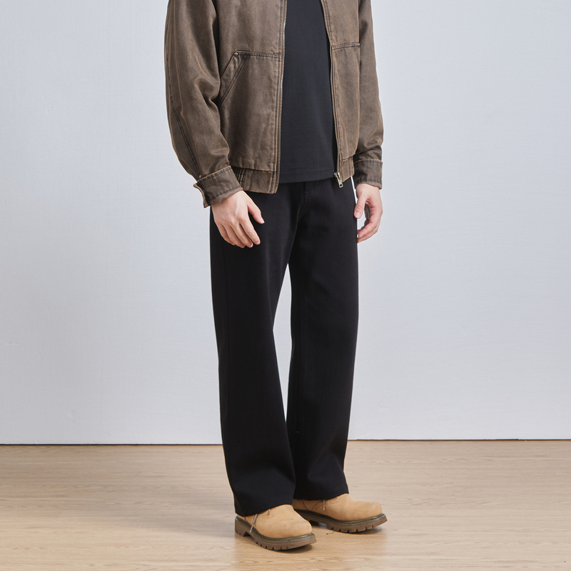 Multi-Length Autumn and Winter Four-Way Stretch Mid-Waist Slightly Wide Straight-Cut Basic Versatile Simple Casual Denim Pants