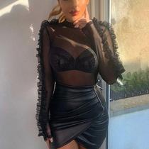 2022 ew ot Se oduit esh Slim Women Clubwear assel Long Sleeve