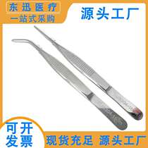 Stainless steel tweezers thickened straight head elbow anti-iodine dressing tweezers gardening landscaping clip refined fishing gear aquarium tweezers