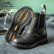 Yuemahui spring and autumn equestrian equipment cowhide wear-resistant childrens equestrian boots riding shoes womens equestrian short boots men