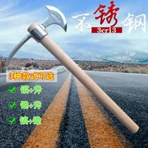 Stainless Steel Outdoor small axe pickaxe soldiers pick up tree roots boarding pick axe hoe axe Dual-use Pick Heads Foreign Pick