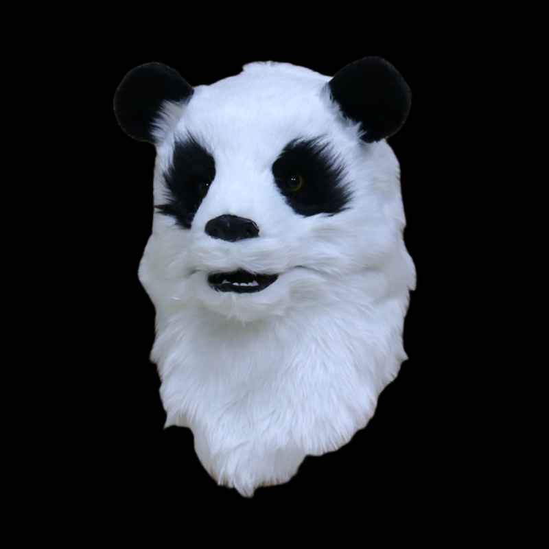 ハロウィンのパフォーマンスコスチューム小道具、男性用かわいい動物コスマスク、口が動くぬいぐるみの光るパンダのヘッドギア