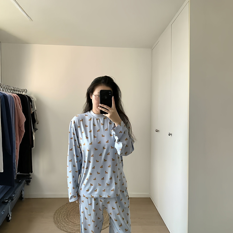 Popular American Brand Skims New Set Christmas Series Classic Long-Sleeve Top Loose Straight-Leg Pants Pajamas