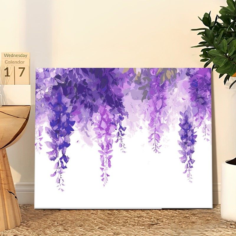 紫藤花数字油画diy填色涂色手绘花卉高级感解压装饰丙烯油彩画画评价