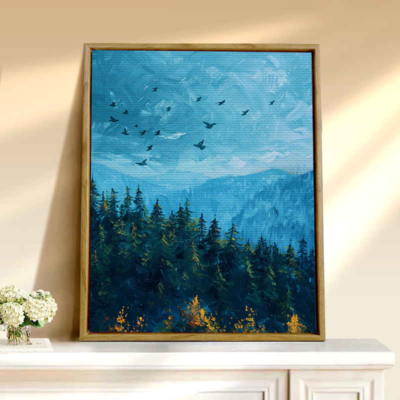 秋天树林数字油画diy手绘填充涂色治愈风景大自然定制丙烯油彩画评价