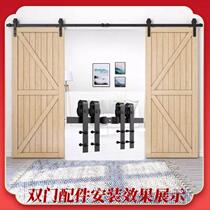 Carbon steel American barn door hanging rail track complete set of accessories slide rail straight arm sliding door sliding door partition door pulley