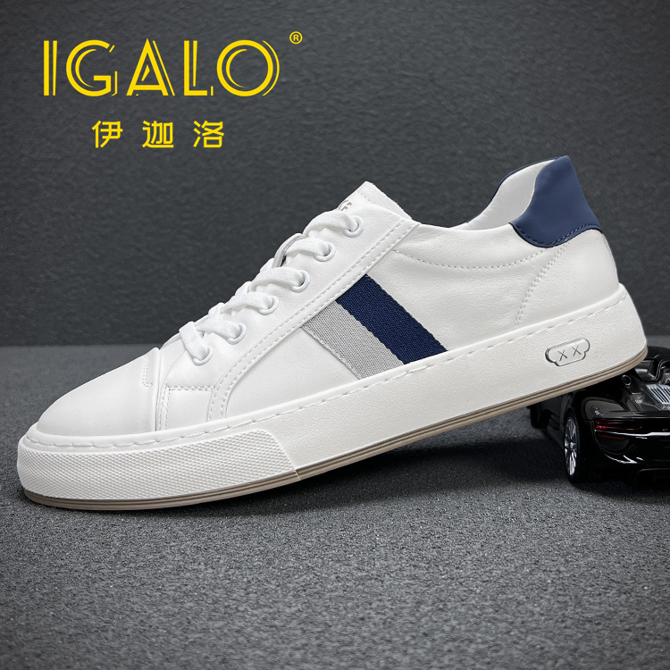 Igalo 2026 Summer New Genuine Leather White Sneakers, Sports Casual Shoes, First Layer Cowhide, Breathable Soft Sole for Men