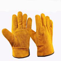 Puda welding gloves soft leather labor protection argon arc welding gloves high temperature resistant long anti-cut seamless short 25cm