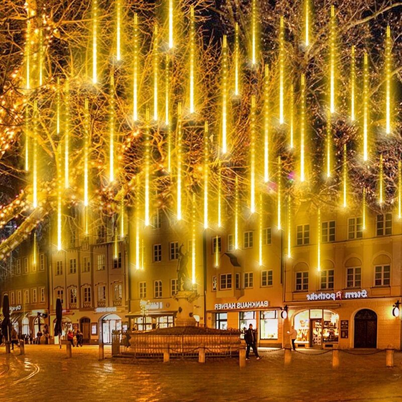 Solar Meteor Shower Led Lights Colorful String Lights Full of Stars Outdoor Waterproof Lighting Hanging Tree Decorative Tree Lights