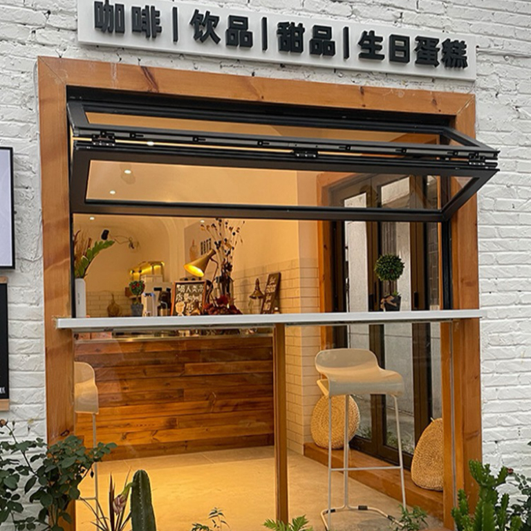 Up-And-Down Folding Windows, Flip-Up Glass Windows, Popular in Milk Tea and Coffee Shops, Kitchens, and Bar Counters, Easy to Lift and Adjust Any Suspended Structure