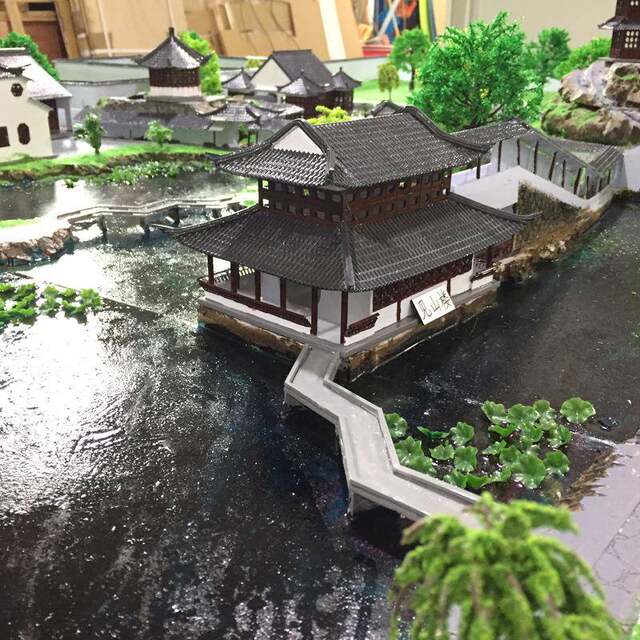 Su Shi's ancient architectural model Suzhou garden scene sand table ornaments assembled structure decorative toys Jiangnan Pavilion