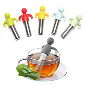 Silicone Human-Shaped Tea Strainer Tea Bag Filter Creative Cute Little Person Tea Residue Separator