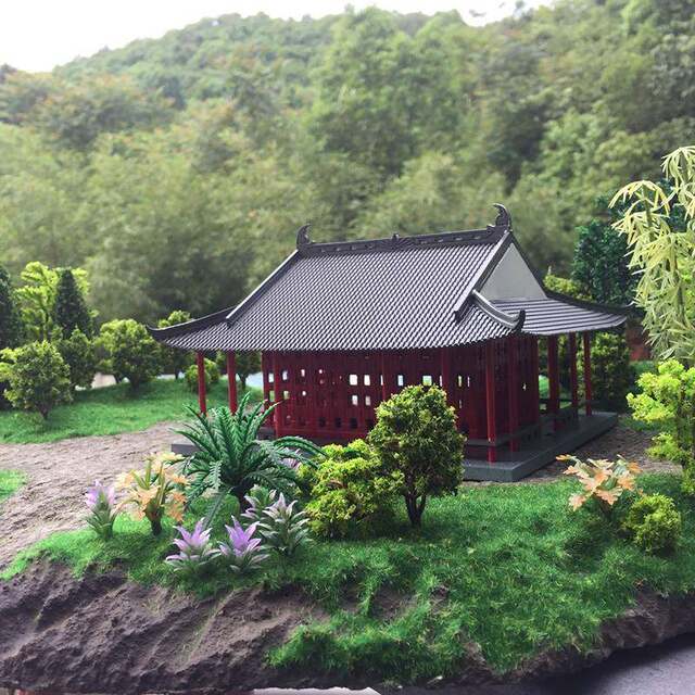 Su Shi's ancient architectural model Suzhou garden scene sand table ornaments assembled structure decorative toys Jiangnan Pavilion