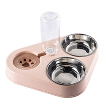Three bowls for pets cat bowls dog rice bowls cat food bowls anti-knock over automatic drinking bowls three bowls cat drinking bowls