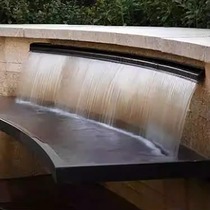Courtyard water feature curved waterfall outlet extra long water curtain wall flowing water landscape stainless steel water tank garden water feature