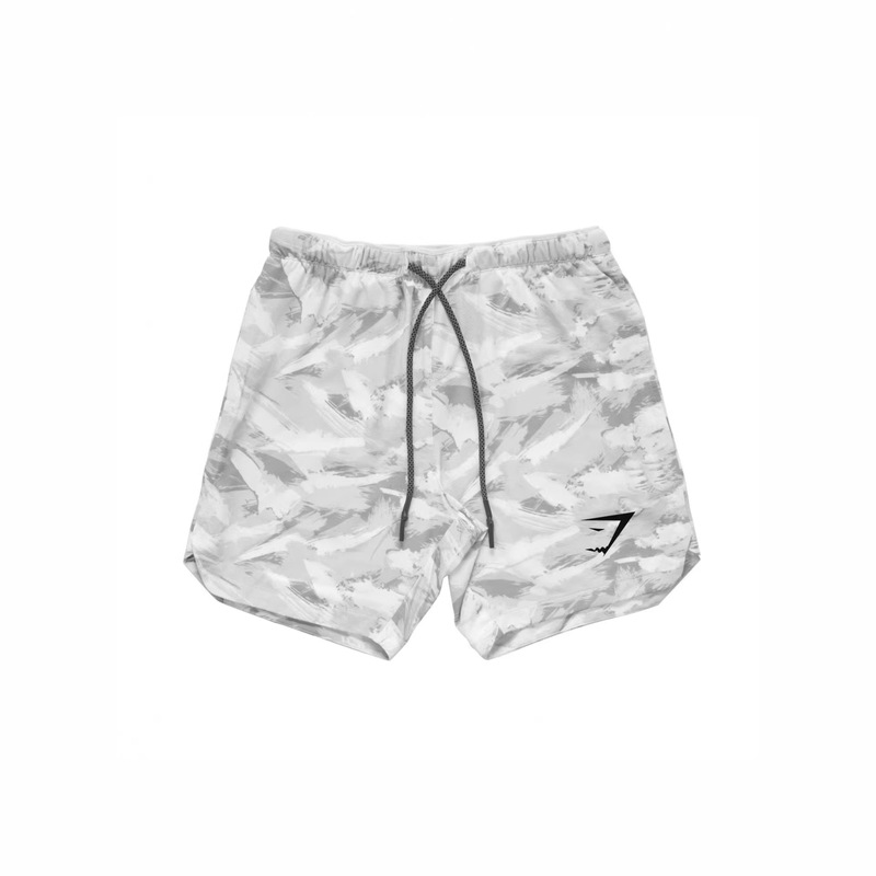Gymshark Summer Sports Camouflage Men's Casual Shorts Loose Beach Pants Mesh Running Shorts Shark