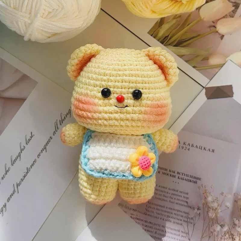 Handmade DIY Butter Bear Pendant Crochet Kit Yarn Knitting Doll Time-Killing Craft