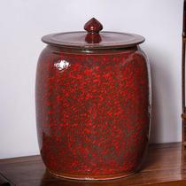 Jingdezhen ceramic rice jar household sealed moisture-proof and insect-proof Chinese style 10 catties 20 catties 50 catties rice storage box rice bucket