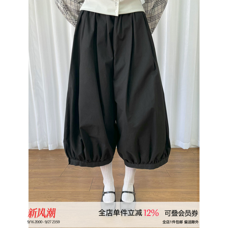 Loosesmell Loose-Fitting Black Wide-Leg Suit Pants for Women, Versatile Silhouette, Japanese Style, Loose Lantern Pants Loosesmell Loose-Fitting Black Wide-Leg Suit Pants for Women, Versatile Silhouette, Japanese Style, Loose Lantern Pants