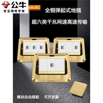 公牛地插电话网络模块全铜CAT6宽带七类超六类千兆单双网口RJ45